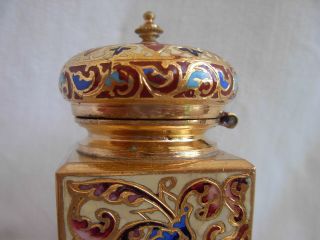 ANTIQUE FRENCH ENAMELED GILT BRONZE MARBLE INKWELL,  LATE 19th CENTURY. 11