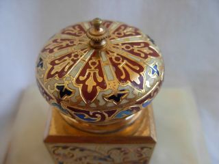 ANTIQUE FRENCH ENAMELED GILT BRONZE MARBLE INKWELL,  LATE 19th CENTURY. 8