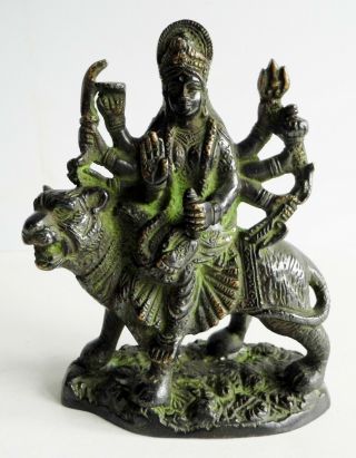 Rare Old Chinese Or Indian Bronze Statue Of A Deity Riding On A Tiger -