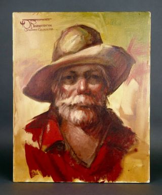 Vintage JACK JORDAN Miner Oil Painting California Portrait Artist Demonstration 2