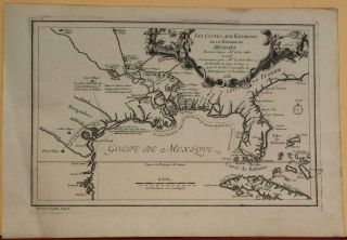 Gulf Coast Florida Texas United States 1705 De Fer Unusual Antique Engraved Map