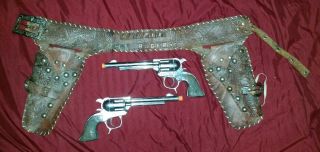 Vintage 1952 G.  Schmidt Western Cowboy Roy Rogers Holster & Cap Guns
