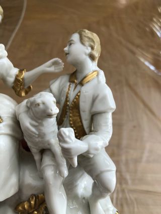 Antique Capodimonte Porcelain Figurine “Shepherd,  Lady And Sheep” 11