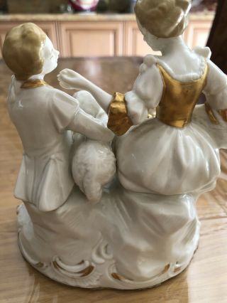 Antique Capodimonte Porcelain Figurine “Shepherd,  Lady And Sheep” 3