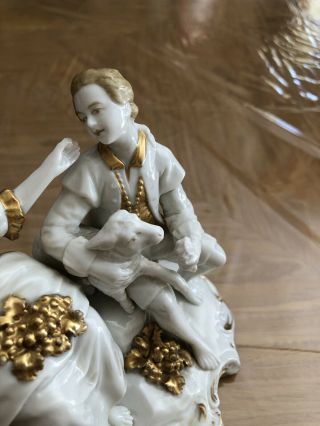 Antique Capodimonte Porcelain Figurine “Shepherd,  Lady And Sheep” 4