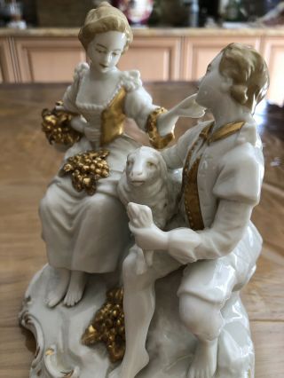 Antique Capodimonte Porcelain Figurine “Shepherd,  Lady And Sheep” 5
