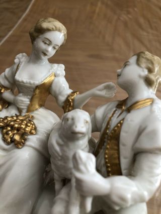 Antique Capodimonte Porcelain Figurine “Shepherd,  Lady And Sheep” 9