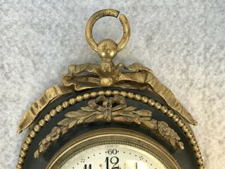 Antique 19th C French Bronze 5” Circular Gilt Bronze Wall Clock Appraised 3