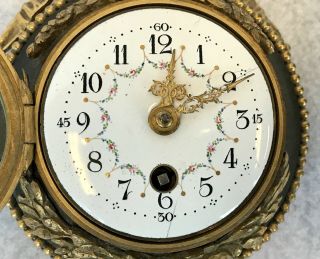Antique 19th C French Bronze 5” Circular Gilt Bronze Wall Clock Appraised 6