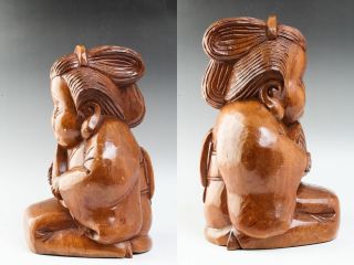 Japanese OTAFUKU OKAME TSUYA - Doll Wood Carving Statue 11 