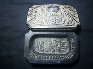 RARE ANTIQUE ANCIENT EGYPTIAN Box Scarab and Isis Hold Eye of Hours 1420 - 1404 Bc 2