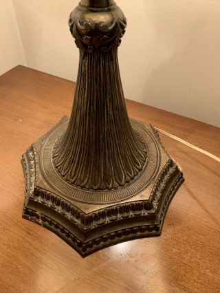 Gorgeous Antique Art Nouveau Curved Slag Glass and Brass Parlor Lamp - HEAVY 8