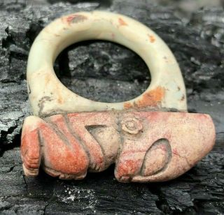 Ancient Pre - Columbian Ojuelos De Jalisco Baby Alien Ring Fine Carving