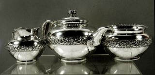 Tiffany Sterling Tea Set c1881 Persian Manner - No Mono 2
