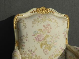 Vintage French Louis XVI Rococo White Bergere Accent Chair Down Feather Cushion 4