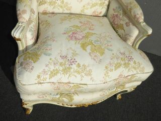 Vintage French Louis XVI Rococo White Bergere Accent Chair Down Feather Cushion 7