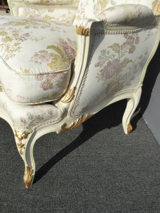 Vintage French Louis XVI Rococo White Bergere Accent Chair Down Feather Cushion 8