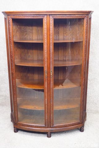 Rare Authentic Victorian Era Antique China Curio Crystal Display Cabinet Oak 2