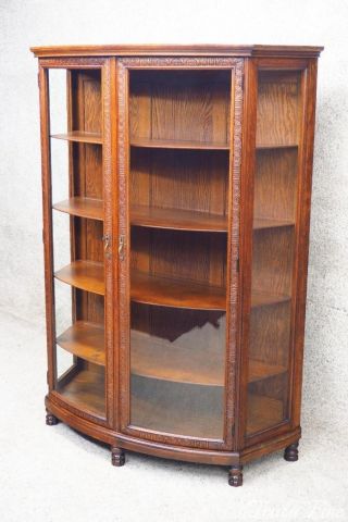 Rare Authentic Victorian Era Antique China Curio Crystal Display Cabinet Oak 3