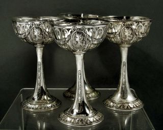 German Silver Cups (4) C1890 Signed - Neoclassical
