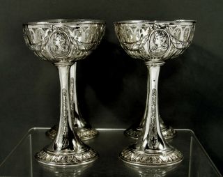 German Silver Cups (4) c1890 Signed - Neoclassical 3