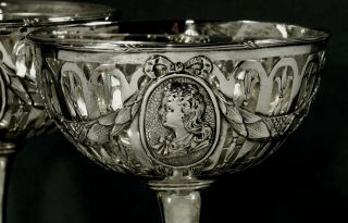 German Silver Cups (4) c1890 Signed - Neoclassical 4