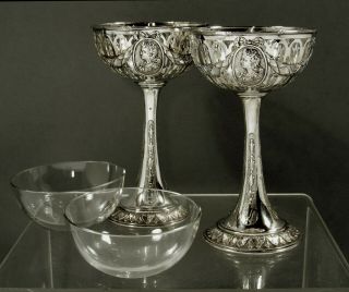 German Silver Cups (4) c1890 Signed - Neoclassical 6