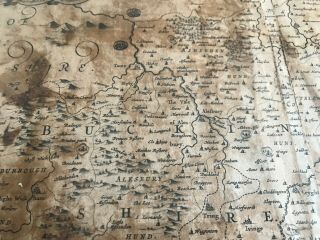 ANTIQUE 1646 ENGLISH BUCKINGHAMSHIRE MAP IN FRAME - JANNSON - RARE 373 yr 8