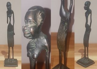 Vintage African Tribe Female - Brass Figure Fertility Luck