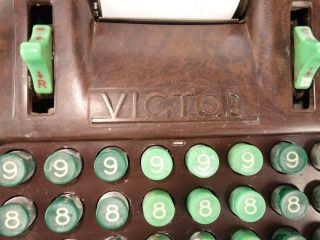 Vintage VICTOR Art Deco 8 Row Hand Crank Adding Machine Bakelite Very Good Cond. 6