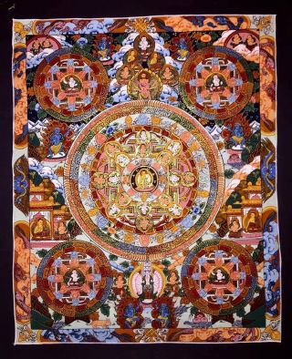 Rare Masterpiece Handpainted Tibetan Chinese Thangka Painting Buddha Mandala