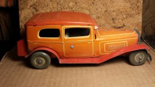 Vintage Mettoy | 1950s | 9 " Tin Large Wind Up Car | Motor | Great Britain