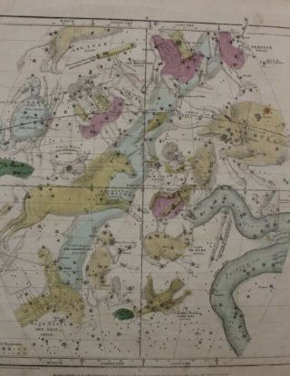 1835 The Visible Celestial Heavens Map For January,  February,  and March 4