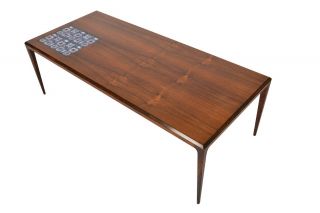 Danish Modern Mid Century Johannes Andersen Rosewood Coffee Table with Tile 9