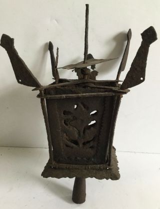 1800 ' s Antique Large Parade Frog Ceremonial Lantern Hand Wrought 10