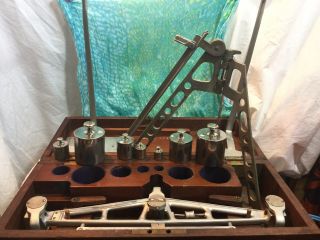 Vintage 1949 Gurley Weights And Balancing Scale In Wood Box 2