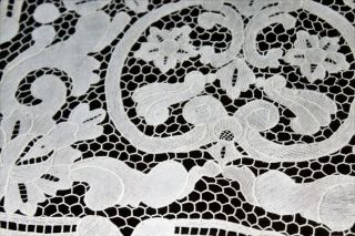 Vtg Antique Gorgeous White Handmade Needle Lace Placemat Runner 13pc Set