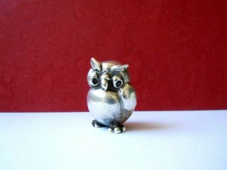 Antique Russian Solid 84 Silver Owl Figurine With Ruby ​​eyes Faberge Design