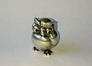 Antique Russian solid 84 SILVER OWL figurine with ruby ​​eyes Faberge design 6