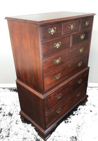 Craftique Solid Mahogany Chippendale Chest On Chest With Ogee Feet