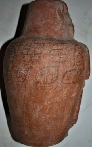 Orig $1099 Wow Pre Columbian Mayan Vase,  Glyphs 8in Prov