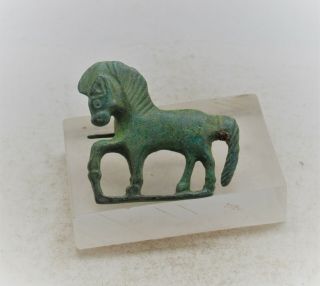 British Found Circa 100bc - 100ad Ancient Romano - Celtic Bronze Horse Brooch