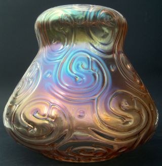Stunning Xl Art Nouveau Iridescent Glass Oil Lamp Shade Loetz/kralik Jugendstil