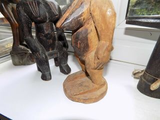 4 X VINTAGE HAND CARVED WOODEN TRIBAL AFRICAN FIGURES LARGEST 31.  75 cm tall 7
