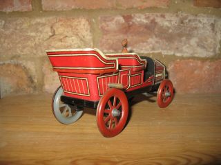 ANTIQUE CAR 1900 ' s FLYWHEEL TINPLATE RARE LIMOUSINE GERMANY TIN TOY CARETTE 3