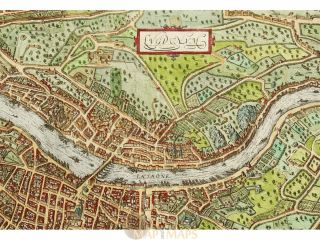 Lugdunum (Lyon) Historic town map by Braun & Hogenberg 1572 4