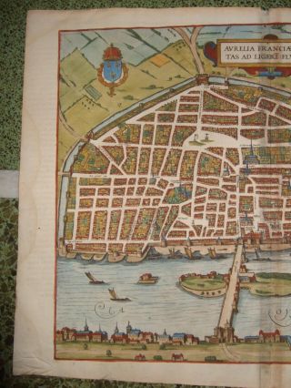 1581,  XL - BRAUN,  HOGENBERG,  MAP,  ORLEANS[AURELIA],  LOIRE,  FRANCE,  FRANKREICH,  FRANCIA 3