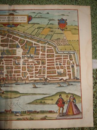 1581,  XL - BRAUN,  HOGENBERG,  MAP,  ORLEANS[AURELIA],  LOIRE,  FRANCE,  FRANKREICH,  FRANCIA 4