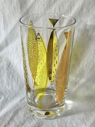 4 Vtg MCM Fred Press Atomic FISH w/22 - K Gold HIGHBALL Cocktail GLASSES HTF 5