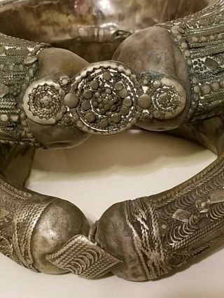 2 Vintage Antique Currency Bracelets Tribal African Large Metal Jewelry 10